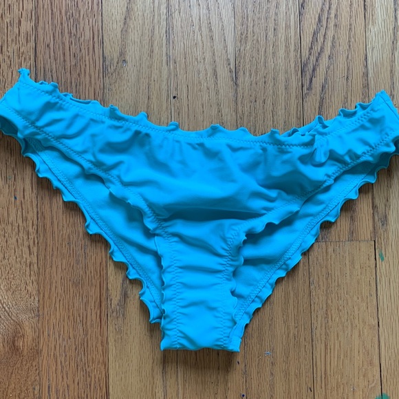 blue cheeky ruffled swimsuit bottoms - Picture 1 of 2
